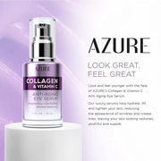 Azure Cosmetics Collagen & Vitamin C Anti Aging Eye Serum - Toning, De-Puffing Serum - Reduces Wrinkles, Fine Lines & Dark...