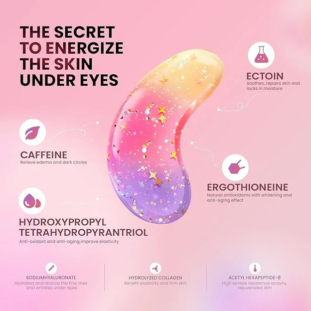 Under Eye Patches (36 Pairs) - New Tri-color Glitter Eye Gel Pads for Dark Circles Puffy Eyes,Under eye Bags,Wrinkles|Natu...