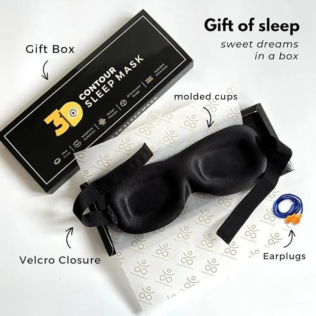 3D Contoured Eye Mask for Sleeping | Sleep Mask for Side Sleepers | Eyelash Extensions with Velcro Closure | Shade Cover |...