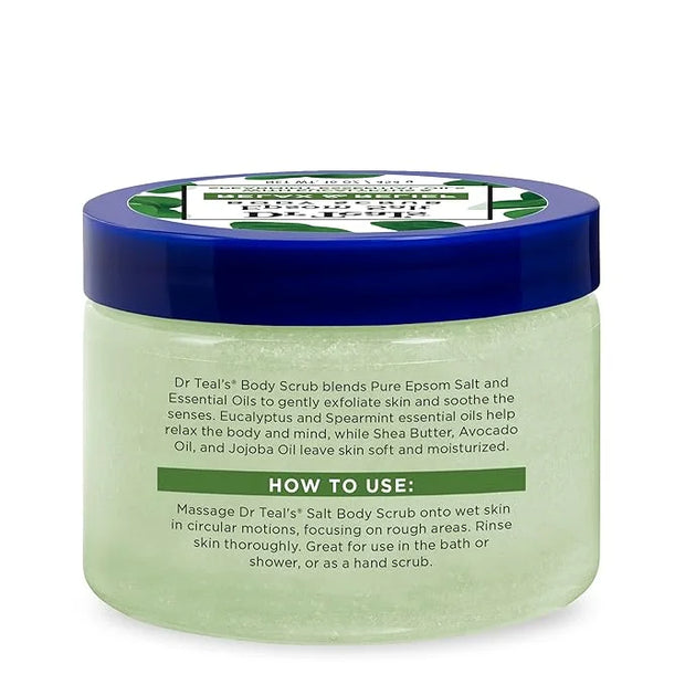 Dr Teal's Pure Epsom Salt Body Scrub, Relax & Relief with Eucalyptus & Spearmint Essential Oils, 16 oz (Pack of 3) - Produ...