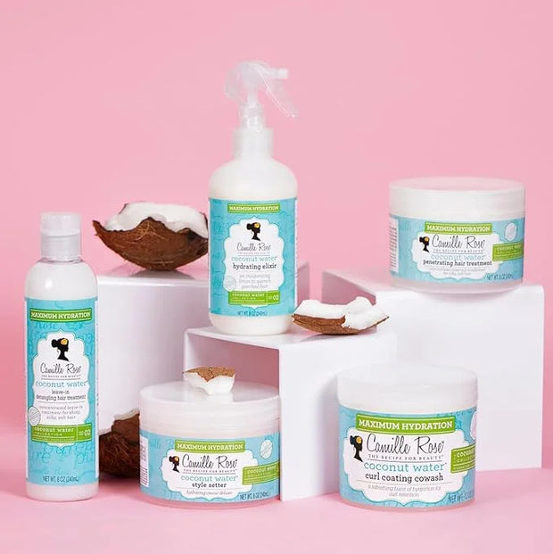 Camille Rose Coconut Water Curl Conditioner with Natural Coconut, Rosemary, & Castor Oils to Hydrate and Detangle, for Cur...