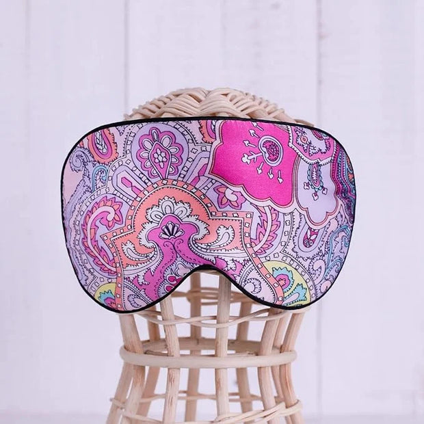 Maxfeel 100% Pure Silk Eye Mask - Sleep Eye Cover in Printed Colors (#12) - Product Image