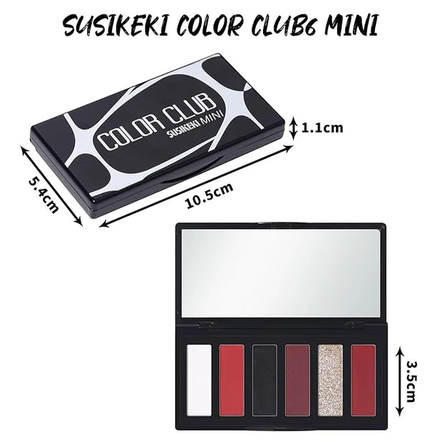 Red Eyeshadow Palette with Mirror Sliver Red Black Tones Matte Shimmer 6 Colors Mini Eye Shadow Pallet Travel Size Highly ...