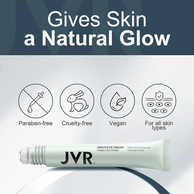JVR Caffeine Eye Cream and Under Eyes Roller for Dark Circles and Puffiness, Fine Lines, Under-Eyes Bags, Eye Serum with V...