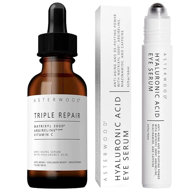 Asterwood Triple Repair Serum (1 oz) + Hyaluronic Acid Eye Serum - Product Image