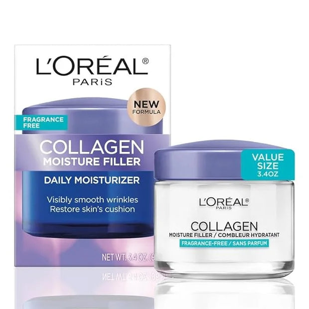 L'Oreal Paris Collagen Moisture Filler Face Cream, Anti-Aging Face Moisturizer, Non-Greasy Fragrance Free Skin Care Formul...