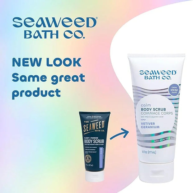 Seaweed Bath Co. Calm Body Scrub, Vetiver Geranium Scent, 6 Ounce, Sustainably Harvested Seaweed, Sea Kelp, Glycolic Acid ...
