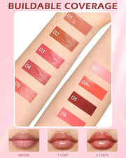 Hydrating Shimmer Lipstick,Moisturizing Jelly Lip Gloss,Shine Rose Red Lipstick Pen, Long Lasting Waterproof Tint Lip Balm...
