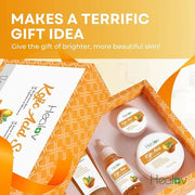 Kojic Acid Skincare Set – Kojic Soap Cleanser, Exfoliating Body Scrub, Face Cream & Brightening Facial Serum – Skin Bright...