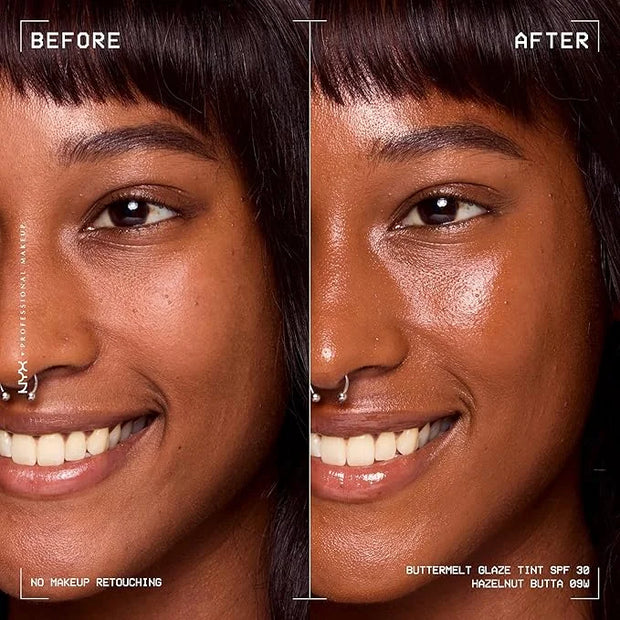 NYX PROFESSIONAL MAKEUP Buttermelt Glaze Soft Glow Skin Tint + SPF 30, Up To 12HR Wear, 09 Hazelnut Butta - Product Image