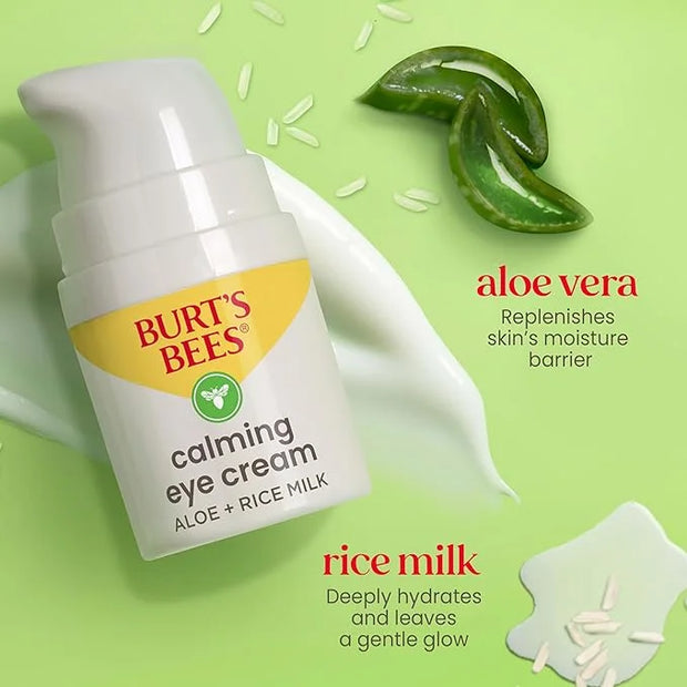 Burt's Bees Calming Eye Cream With Aloe and Rice Milk, Moisturizes Without Causing Redness or Irritation, 98.7 Percent Nat...