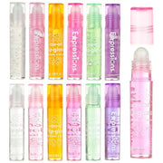 Expressions 12pc Roll On Lip Gloss Set with Carrying Case, 12-Piece Glossy Lip Makeup - Assorted Fruity Flavors, Non Toxic...