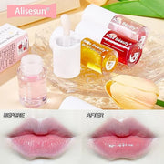 3 Pcs Fruity Plumping Lip Oil Moisturizing Hydrating Lip Care Hydrating Lip Gloss Tinted Lip Balm, Long Lasting & Nourishi...