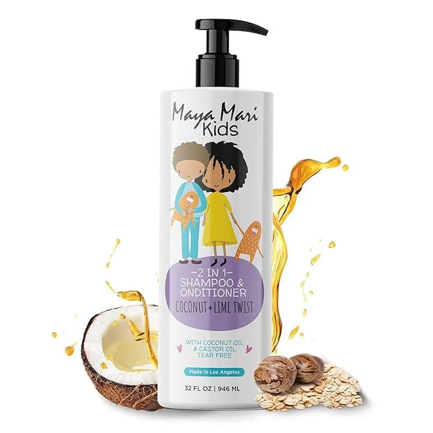 2 in 1 Natural Kids Shampoo and Conditioner, Tear Free | For Toddlers with Curly Hair | For All Kids Hair Types | Coconut ...