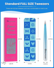 Expert Slant Tip Tweezers with Leather Case, GlamTweeler Sharp & Precision Stainless Steel Tweezer for Eyebrows, Facial Ha...