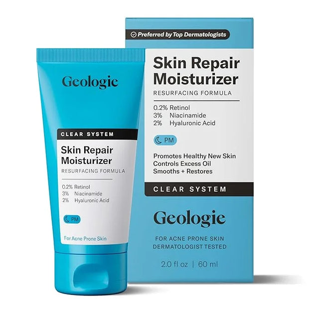 Geologie Skin Repair Moisturizer Face Cream | Clear System Retinol Resurfacing Formula | For Blemish Prone Skin with Niaci...
