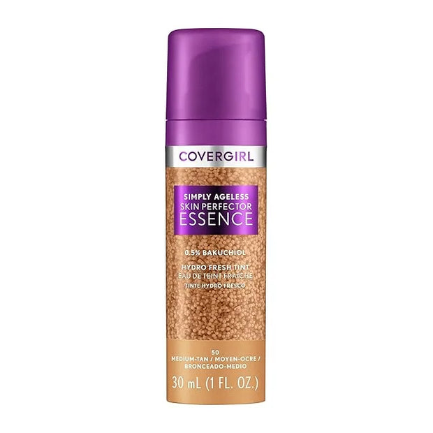 Covergirl Simply Ageless Skin Perfector Essence Foundation, 50 Medium-Tan, Tinted Skin Perfector, Skincare Makeup Hybrid, ...
