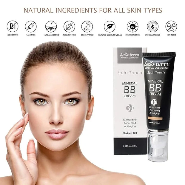 Bellaterra Cosmetics Mineral BB Cream - Tinted Moisturizer & Foundation, Hypoallergenic, Buildable Coverage, Oil-Free, Non...