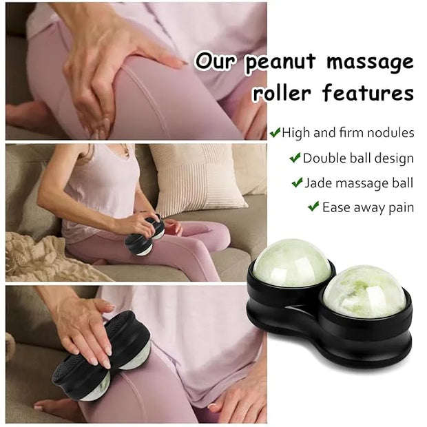 Jade Eye Mask&Weighted Roller Massage Ball - Double Ball Massage Tool for Reliefs Muscle Pain - Product Image