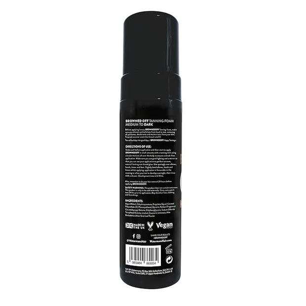 Browned Off® Medium to Dark (200ml) Watermans Self Tanning Mousse with Aloe Vera, Vitamin E, Fast Drying Vegan Fake Tan