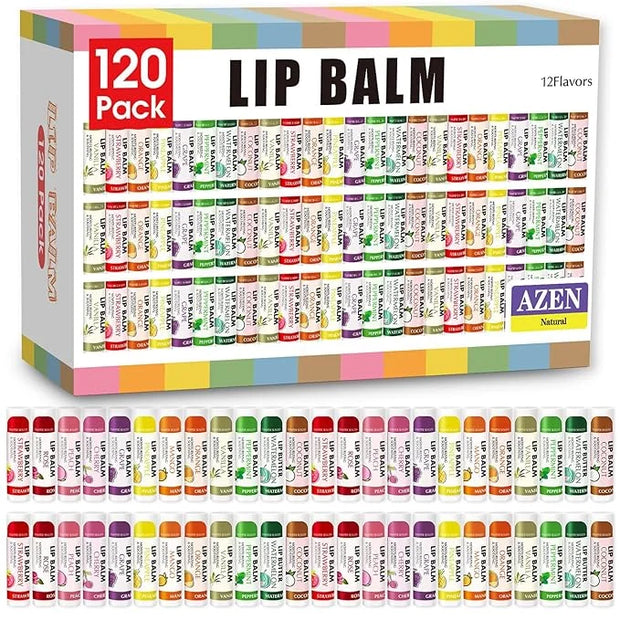 AZEN 120 Pack Lip Balm, Natural