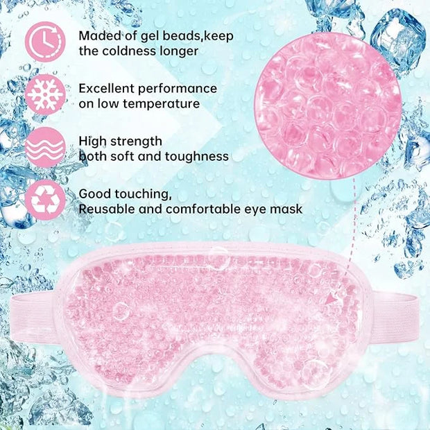 2 PCS Reusable Hot Cold Therapy Gel Bead Eye Mask for Puffiness, Dark Circles, Bags, Dry Eyes, Headaches, Migraines, Stres...