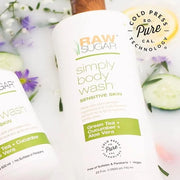RAW SUGAR Simply Body Wash, (25 Fl Oz, Pack of 1) Bath Soap, Formulated without Sulfates & Parabens (Green Tea + Cucumber ...
