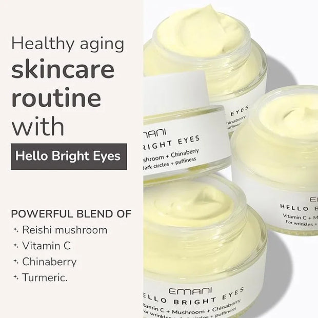 Emani Hello Bright Eyes - Vitamin C Super Eye Cream - Caffeine and Turmeric, Anti-Aging Eye Cream for Dark Circles, Puffin...