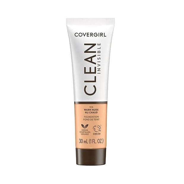 COVERGIRL Clean Invisible Foundation Makeup, Dewy & Glowy Natural Finish, Buildable Coverage, Skin-Like Smooth Look, Vegan...
