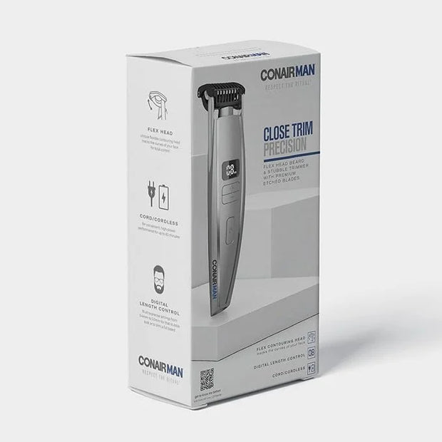 ConairMAN Beard Trimmer for Men, for Face and Mustache, Wet/Dry Beard and Stubble Trimmer, Flex Contouring Head with 15 Pr...