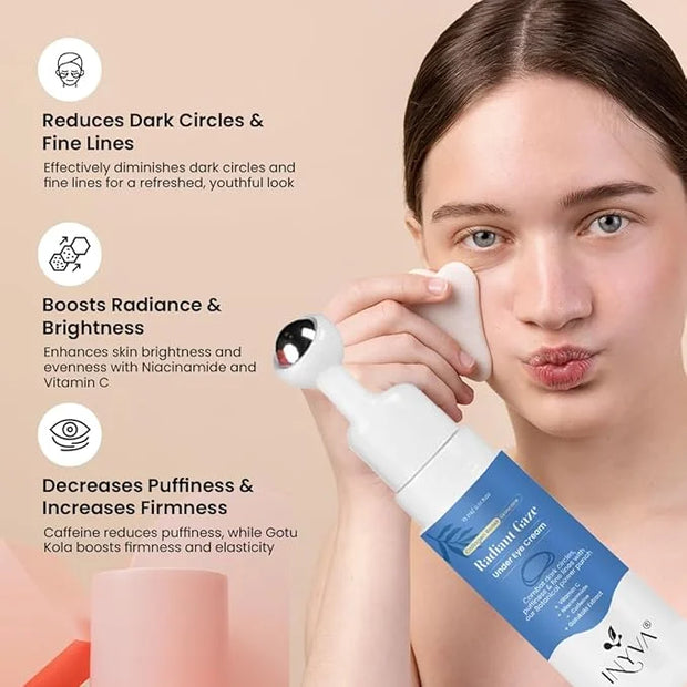 Radiant Gaze Under Eye Cream | Reduces Dark Circles, Puffiness & Fine Lines | Hydrating Vitamin C & Caffeine Formula | Soo...