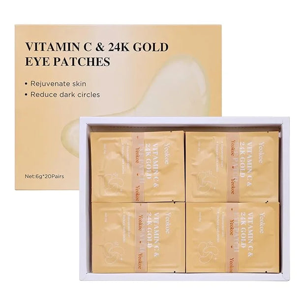 Under Eye Patches for Dark Circles,Puffy Eyes,20 Pairs Face Masks SkinCare With Vitamin C and 24k Gold - Product Image