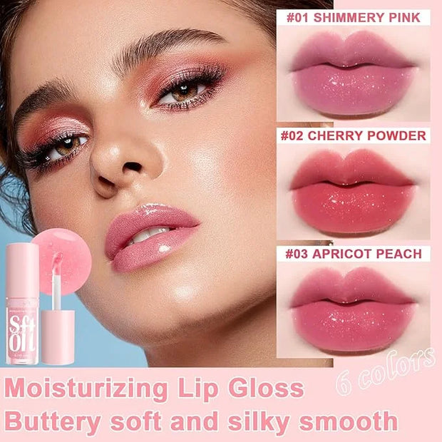 6 PCS Hydrating Lip Oil, Big Brush Head Lip Glaze Shiny Transparent Lip Glow Oil, Nourishing & Non-sticky Long Lasting Fre...