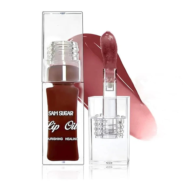 Sulily Glow Lip Oil,Pink Nourishing Tinted Lip Gloss,Plumping No-Sticky for Transparent High-shine Finish,Accumulate Jojob...