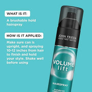 John Frieda Volume Lift Hairspray, Volumizing Hairspray with Air-Silk Technology for Fine or Flat Hair, Adds Body, Long-La...