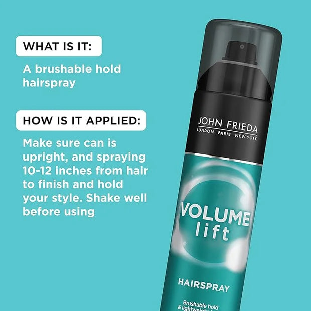 John Frieda Volume Lift Hairspray, Volumizing Hairspray with Air-Silk Technology for Fine or Flat Hair, Adds Body, Long-La...