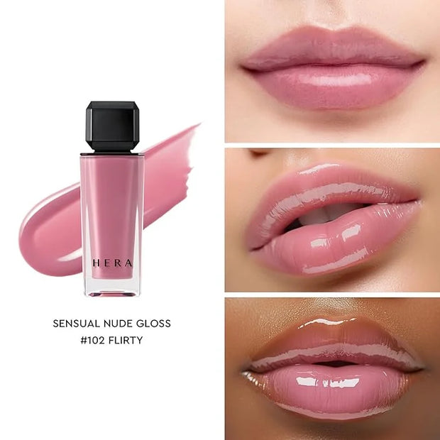HERA Sensual Nude Lip Gloss #102 FLIRTY | Volumizing Sheer & Glossy Finish, Non-sticky, Moisturizing and Hydrating, Korean...