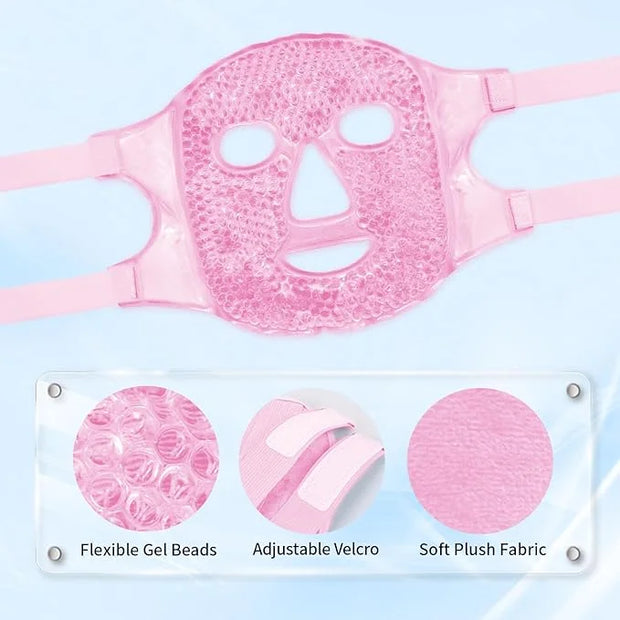 Bundle of CONBELLA Cold Face Eye Masks Ice Face Mask Hot Cold Compress and 2PCS Adorable Cooling Eye Mask Gel Eye Mask - P...