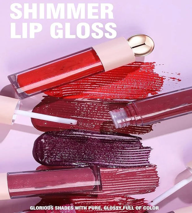Shimmer Lip Gloss,Shine Liquid Lipstick Glossy Shimmer Finish, Glitter Sparkly Smooth Primer Lip Tint,Moisturizing Matte L...