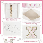 Initial letter patch makeup bag,