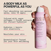 Pacifica Spray Lotion for Body - Vegan Collagen Body Milk Spray – Hydrating Moisturizer Mist Fast-Absorbing Instantly Hydr...
