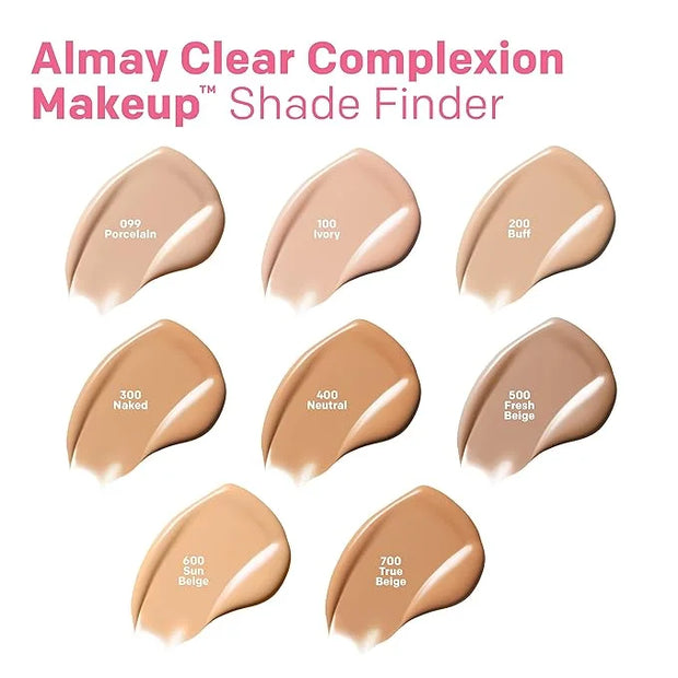 Almay Clear Complexion Acne Foundation Makeup with Salicylic Acid, Medium Coverage, Soft Matte Finish, Hypoallergenic, Cru...