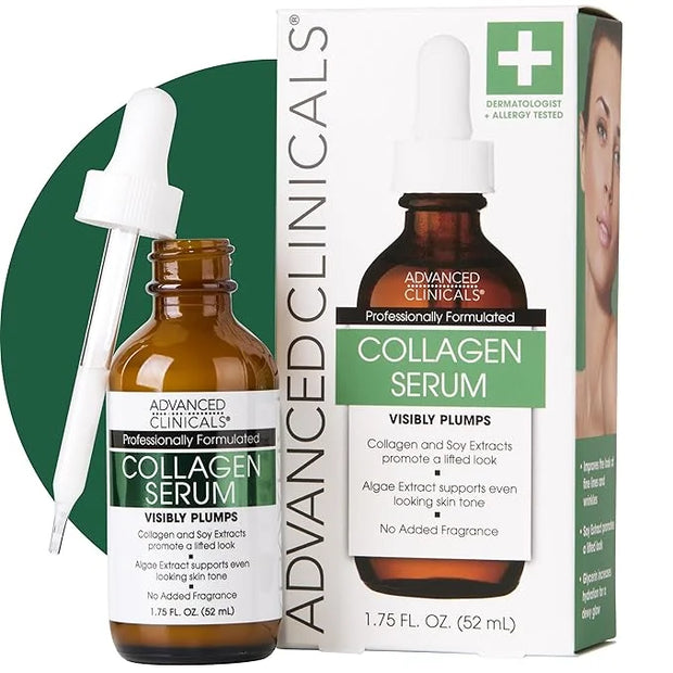 Advanced Clinicals Collagen Serum For Face | Visible Anti Aging Collagen Peptide Serum + Hyaluronic Acid Moisturizer Impro...