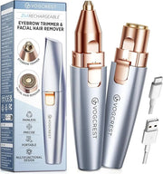 Eyebrow & Facial Trimmer: 2 in1 Rechargeable Facial Hair & Eyebrow Shaver - Painless LED Light (Sky Blue) - Product Image