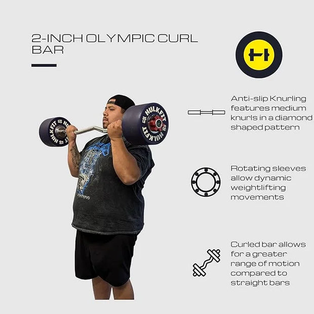 HulkFit 48 Inch EZ Curl Bar Barbell 2 Inch - Product Image