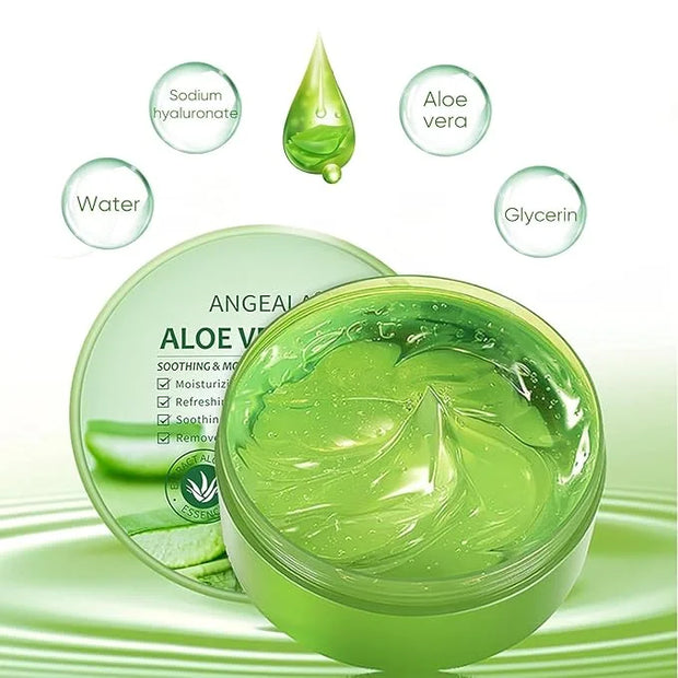 Organic Aloe Vera Gel for Face Made within 12 Hours of Harvest, 98% Pure Aloe Vera Gel for Skin, Scalp, & Hair, Soothing A...