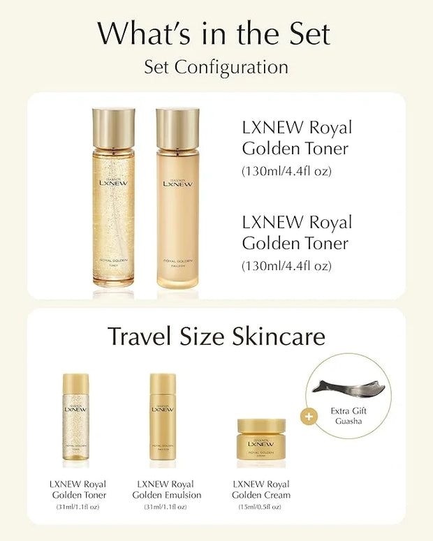 ISA KNOX Royal Golden Skin care Gift Set (11.4fl oz) - Korean Luxury Skin Care for Rejuvenation and Youthful skin. Royal P...