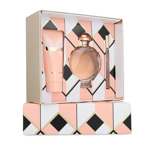 Paco Rabanne Olympea 3-Piece Set for Women, (2.7 Oz Eau De Parfum Spray + 3.4 Oz Body Lotion + 0.33 Oz Eau De Parfum Trave...