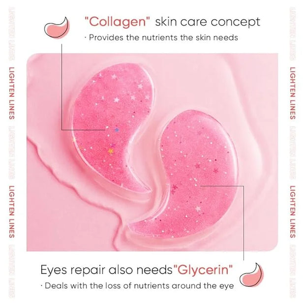60pcs/30pairs Rose Hyaluronic Acid Eye Masks,For Moisturizing Eye Patches, Firming Eye Skin, Smoothing Fine Lines, Starry ...
