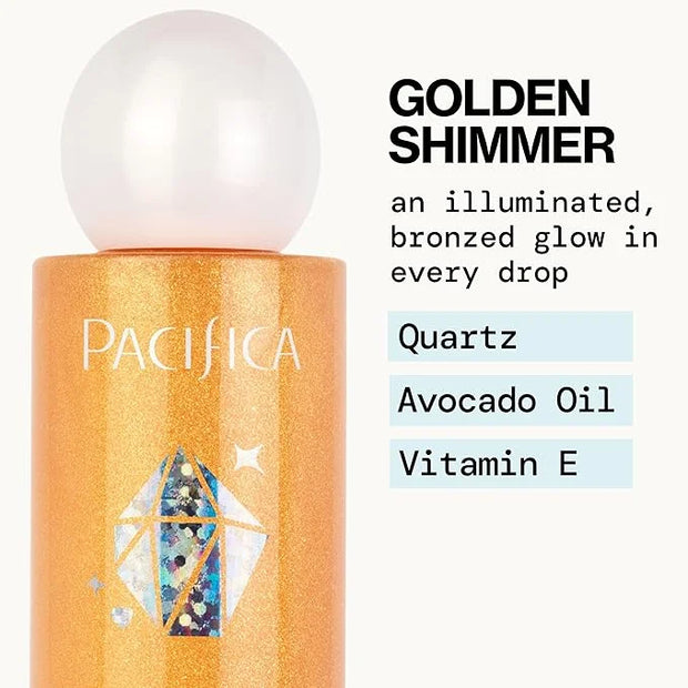 Pacifica Bronzing Body Oil – Crystal Bronze Shimmering Oil for Natural Sun-Kissed Glow, Hydrating Body Illuminator, Vanill...
